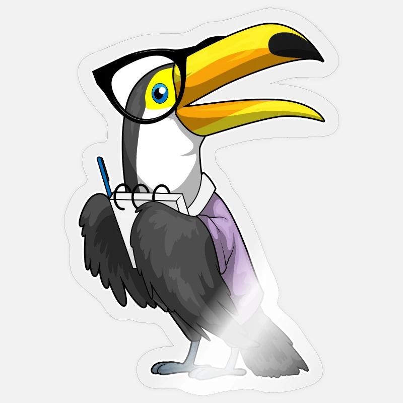 Toucan Secrétaire Bloc-notes - Sticker taille S (10 x 10 cm) - brillant transparent