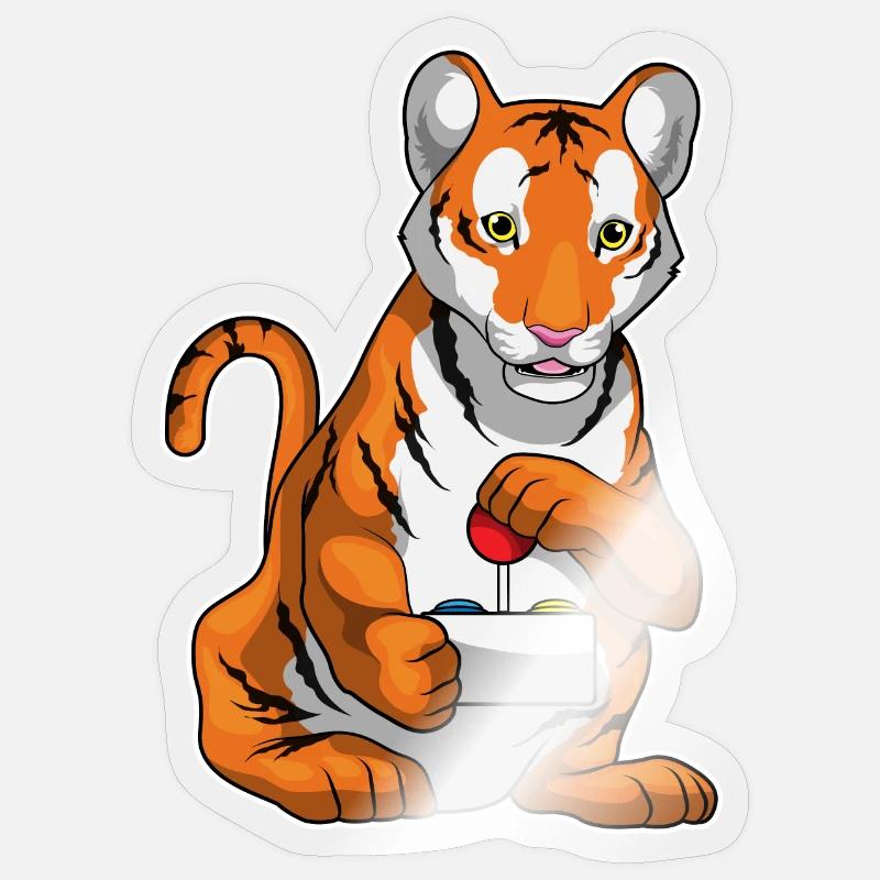 Tiger Gamer Controller - Sticker Größe S (10 x 10 cm) - Transparent glänzend