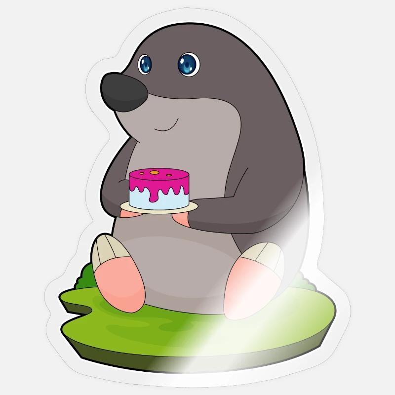 Maulwurf Kuchen - Sticker Größe S (10 x 10 cm) - Transparent glänzend