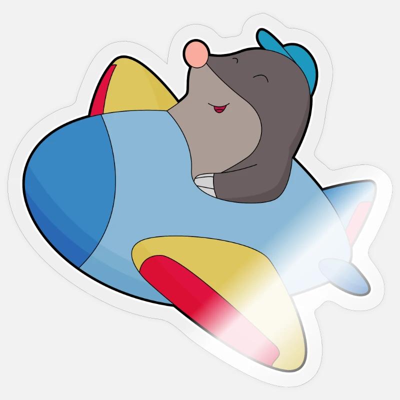 Mole Airplane - Sticker size S (10 x 10 cm) - transparent glossy