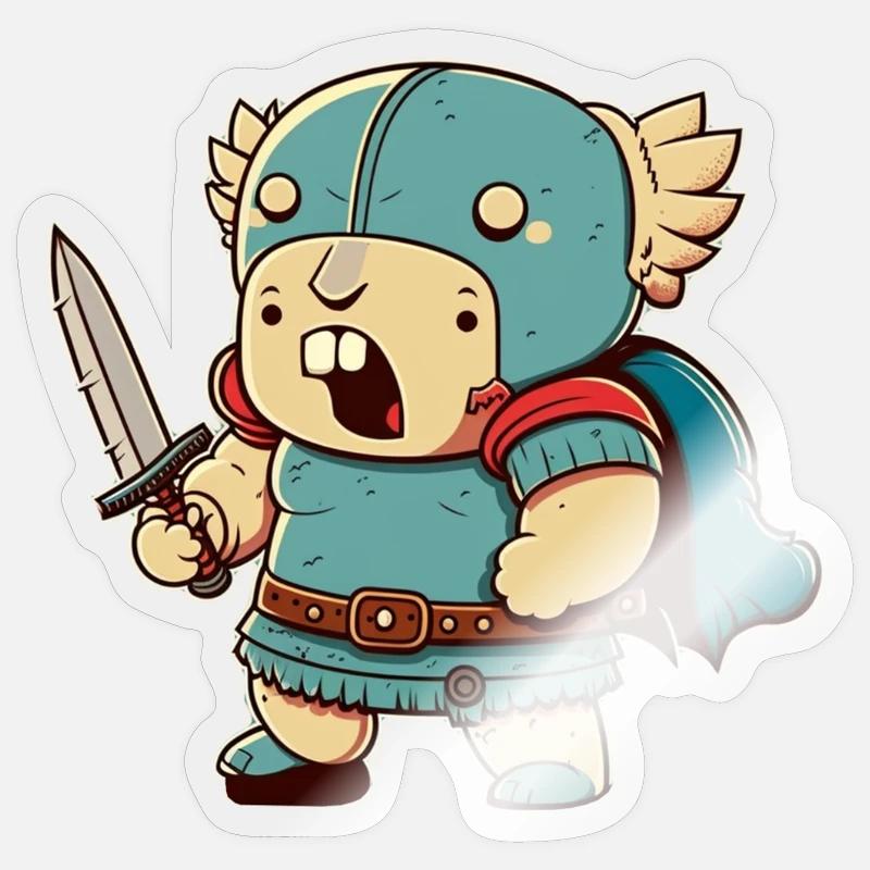 Mad warrior with sword Sticker size S (10 x 10 cm)