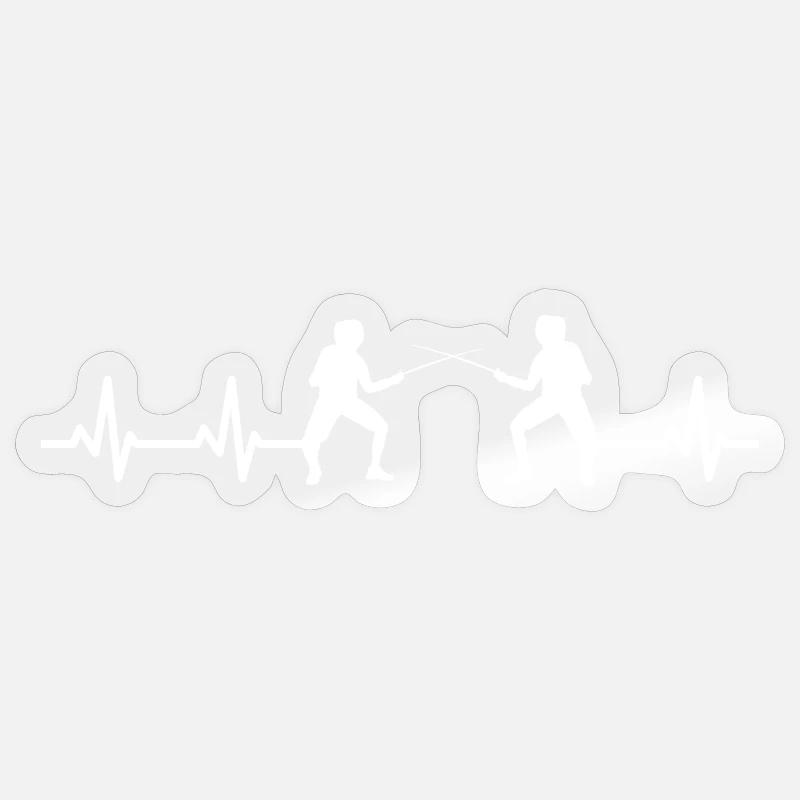 Fechter Herzschlag - Sticker Größe S (10 x 10 cm) - Transparent glänzend