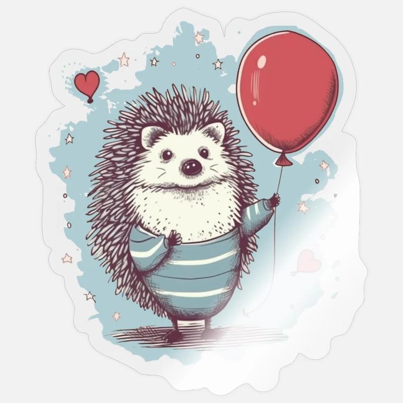 Hérisson mignon avec ballon - Sticker taille S (10 x 10 cm) - brillant transparent