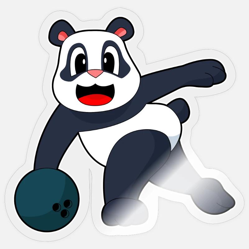 Panda Bowling Bowlingkugel - Sticker Größe S (10 x 10 cm) - Transparent glänzend
