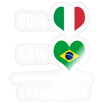 Drapeaux 100% fantastiques du Brésil et de l’Italie - Sticker taille S (10 x 10 cm) - brillant transparent - Devant
