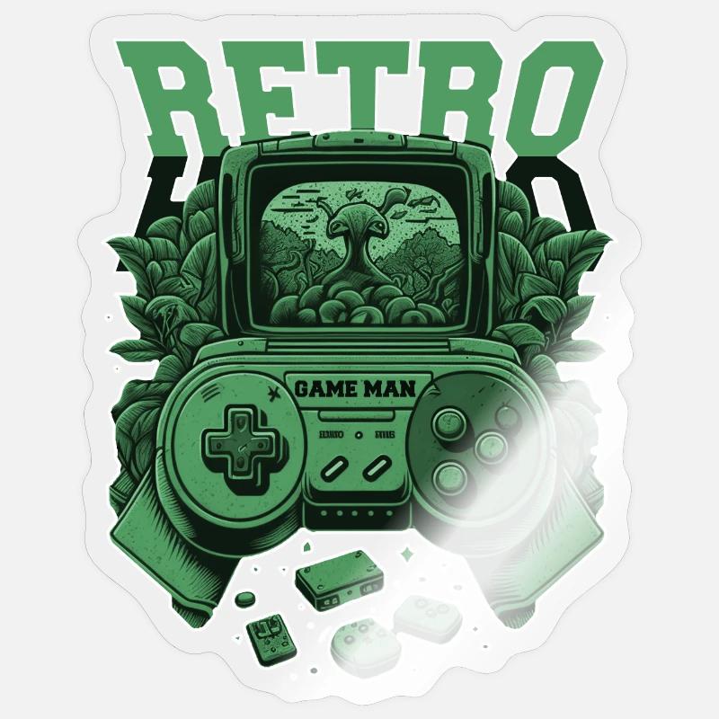Console rétro - Sticker taille S (10 x 10 cm) - brillant transparent