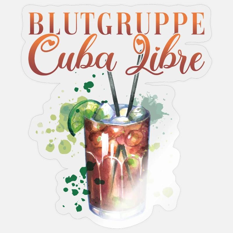 Blutgruppe Cuba Libre Cocktail Barkeeper - Sticker Größe S (10 x 10 cm) - Transparent glänzend