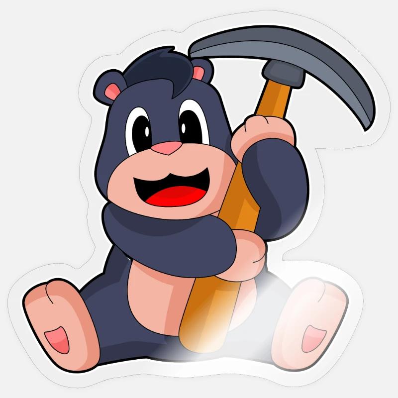 Mole Miner Pickaxe Mining - Sticker size S (10 x 10 cm) - transparent glossy