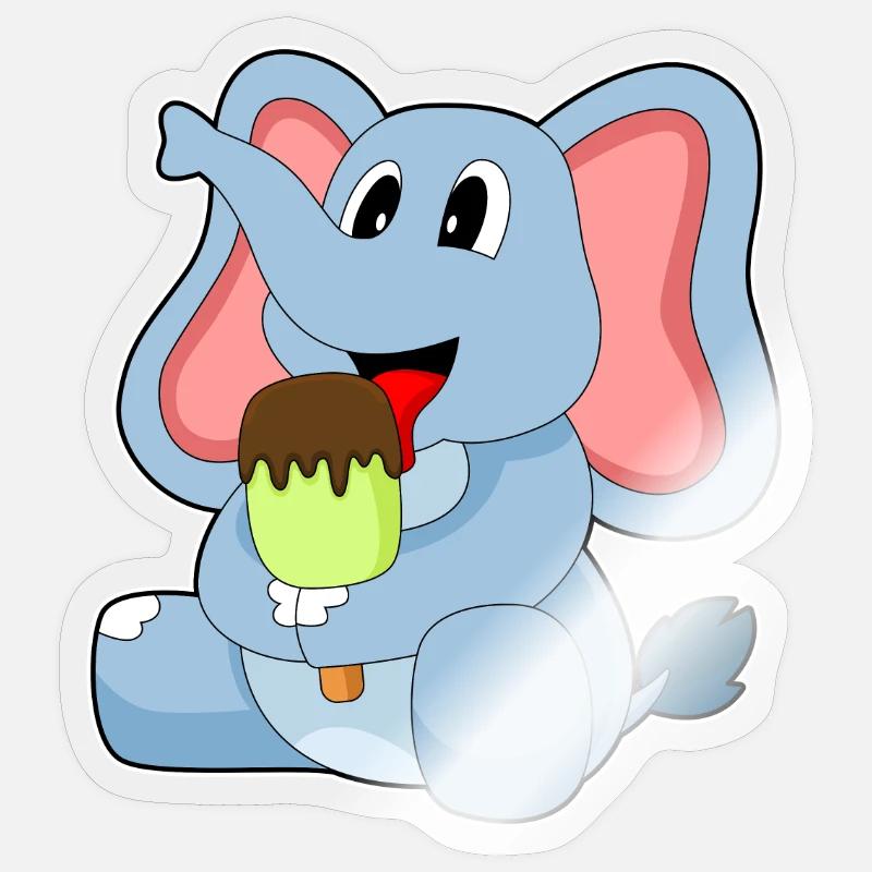 Popsicles d’éléphant - Sticker taille S (10 x 10 cm) - brillant transparent
