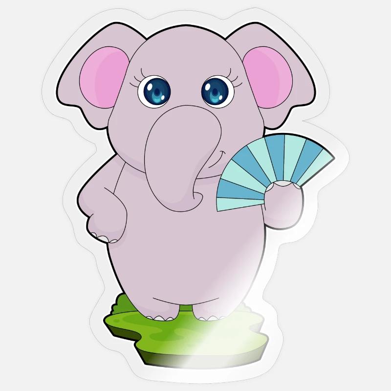 Éventail de main d’éléphant - Sticker taille S (10 x 10 cm) - brillant transparent