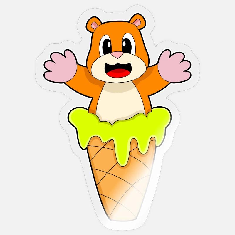 Hamster Waffeleis - Sticker Größe S (10 x 10 cm) - Transparent glänzend