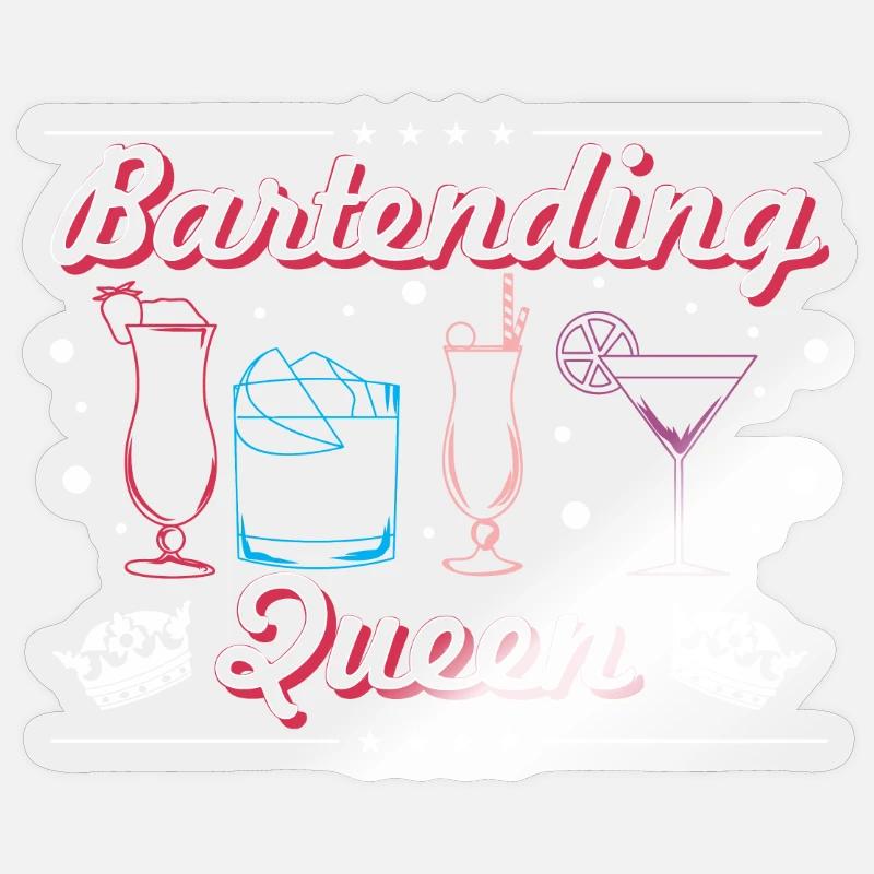 Bartending Queen - Sticker size S (10 x 10 cm) - transparent glossy