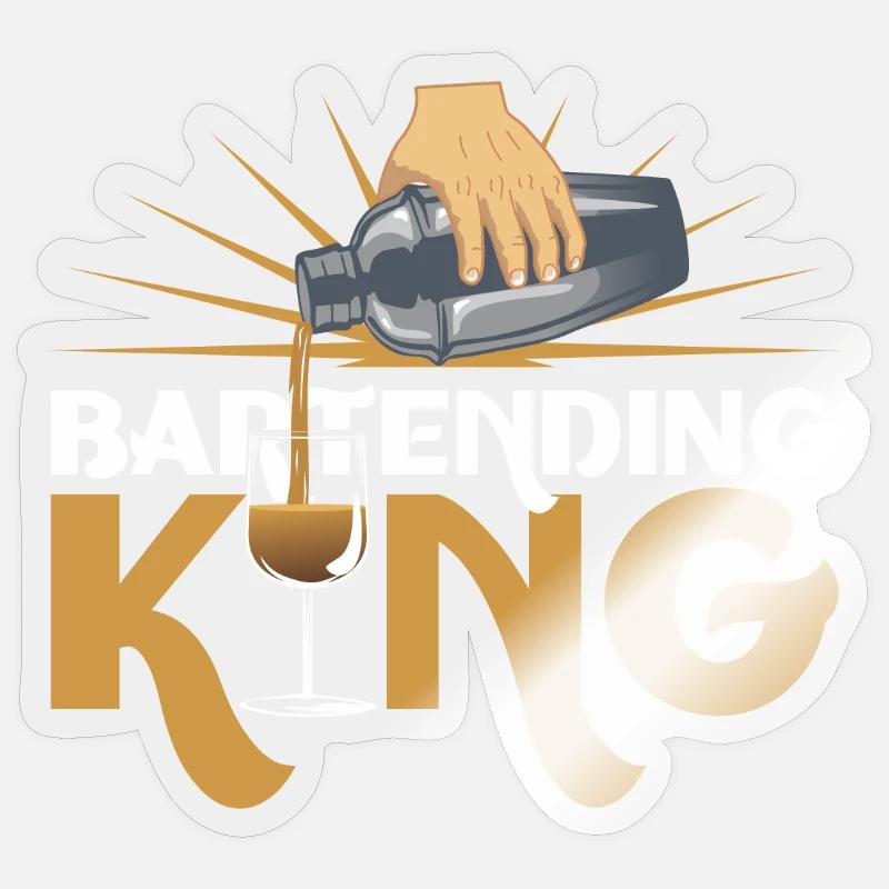 Bartending King - Sticker size S (10 x 10 cm) - transparent glossy