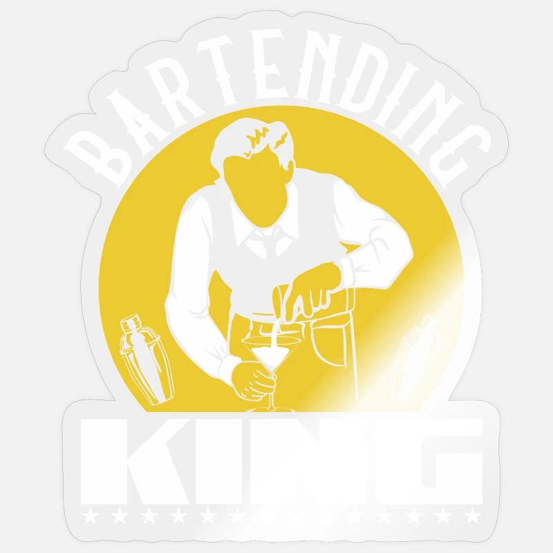 Bartending King - Sticker size S (10 x 10 cm) - transparent glossy