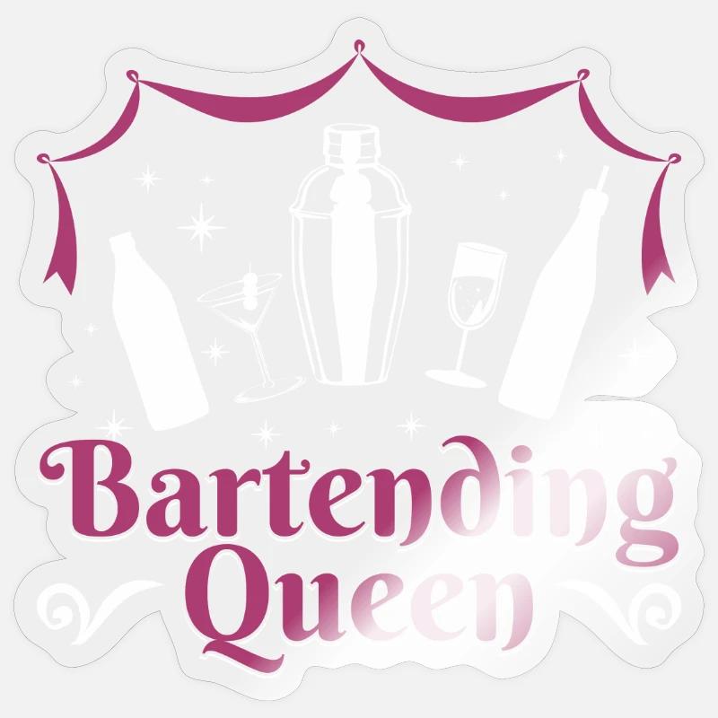 Bartending Queen - Sticker Größe S (10 x 10 cm) - Transparent glänzend