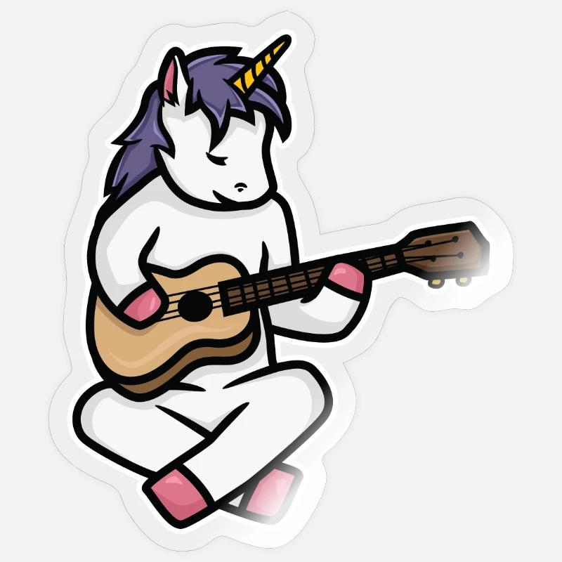 Ukulele Einhorn - Sticker Größe S (10 x 10 cm) - Transparent glänzend