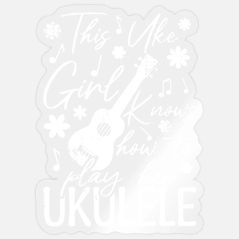Ukulele Mädel - Sticker Größe S (10 x 10 cm) - Transparent glänzend