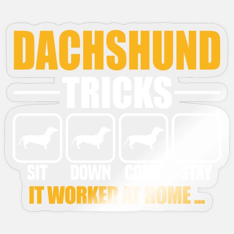 Dachshund Tricks - Sticker size S (10 x 10 cm) - transparent glossy