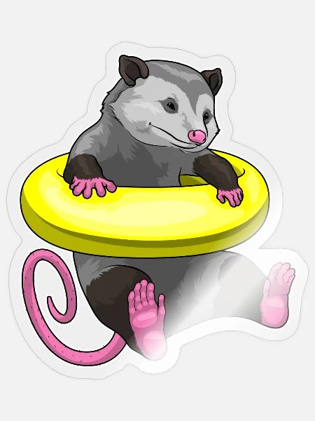 Beutelratte Schwimmen Schwimmring Sommer - Sticker Größe S (10 x 10 cm) - Transparent glänzend