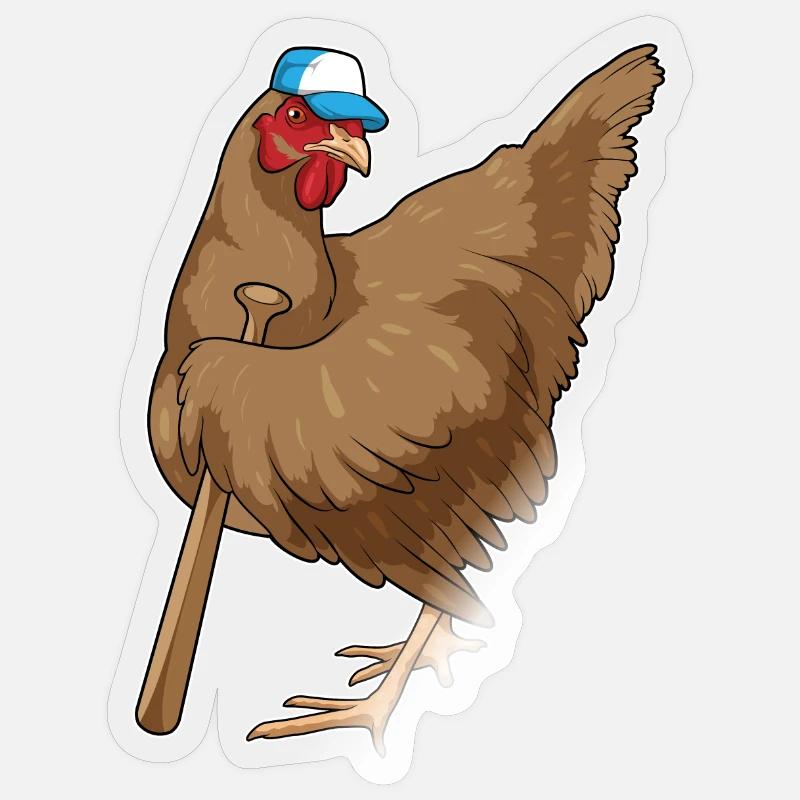 Poulet Baseball Bats - Sticker taille S (10 x 10 cm) - brillant transparent