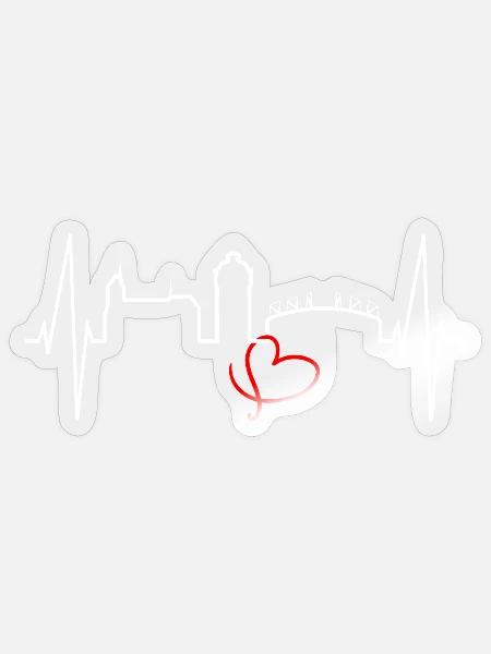 Mönchengladbach Skyline Herzschlag Fan I Love MG - Sticker Größe S (10 x 10 cm) - Transparent glänzend