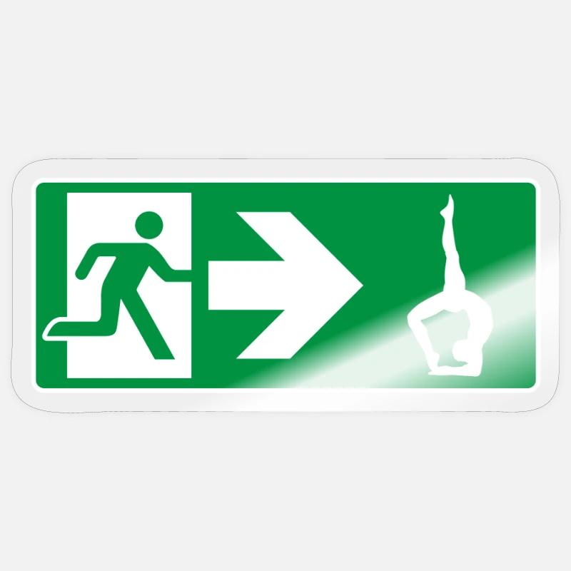Emergency Exit Yoga Yogi - Sticker size S (10 x 10 cm) - transparent glossy