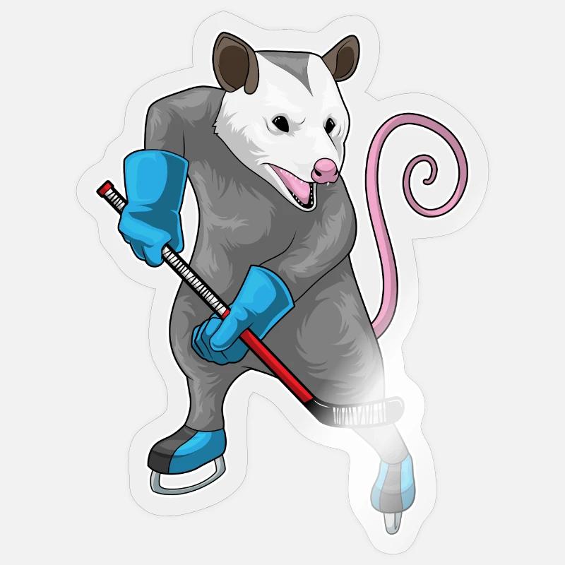Beutelratte Eishockey Eishockeyschläger - Sticker Größe S (10 x 10 cm) - Transparent glänzend