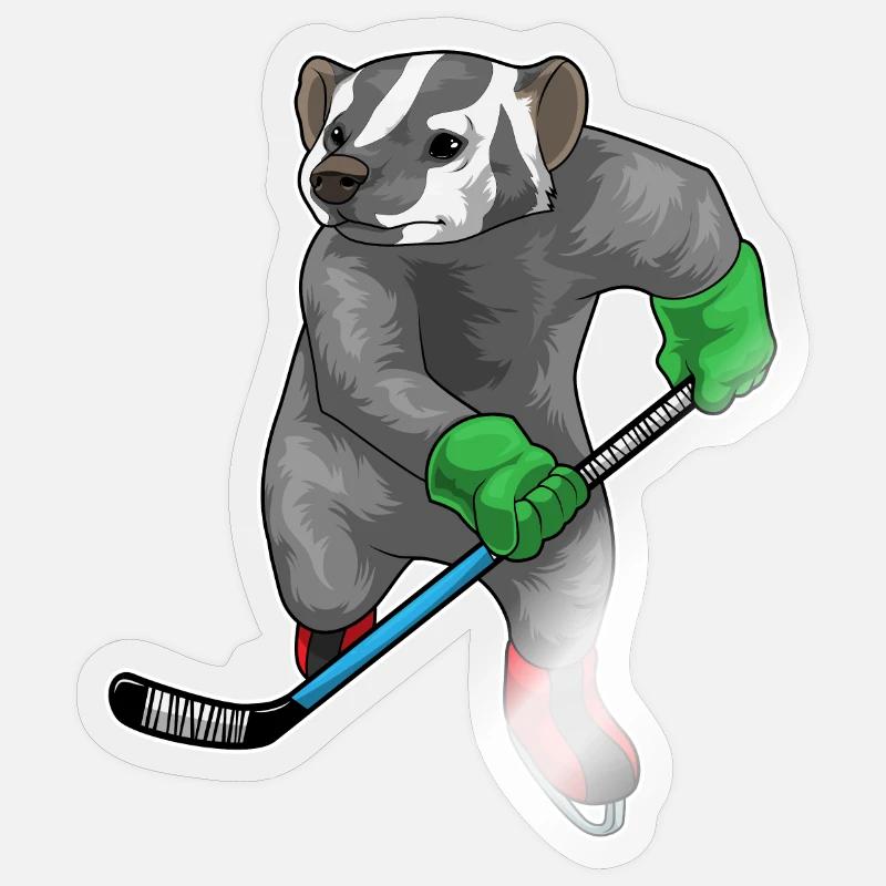 Dachs Eishockey Eishockeyschläger - Sticker Größe S (10 x 10 cm) - Transparent glänzend