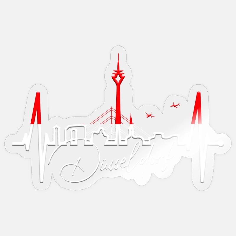 Düsseldorf Skyline Herzschlag Liebe Düsseldorfer - Sticker Größe S (10 x 10 cm) - Transparent glänzend