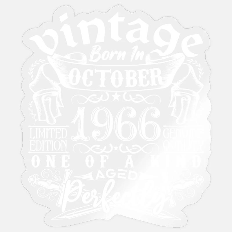 1966 Octobre 1966 anniversaire October 1966 - Sticker taille S (10 x 10 cm) - brillant transparent