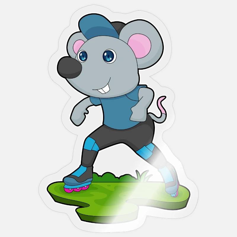 Maus Inline skating Inline skates - Sticker Größe S (10 x 10 cm) - Transparent glänzend