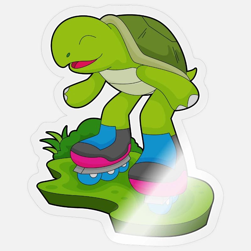 Turtle Inline skating Inline skates - Sticker size S (10 x 10 cm) - transparent glossy