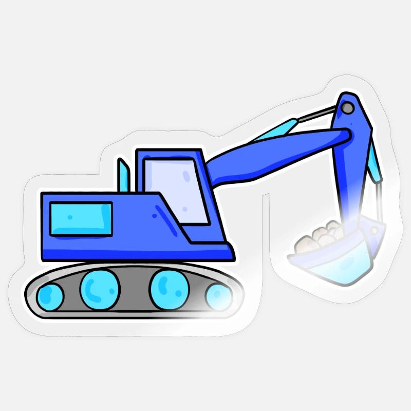 Bagger Baustelle Baggerfahrer Blau - Sticker Größe S (10 x 10 cm) - Transparent glänzend