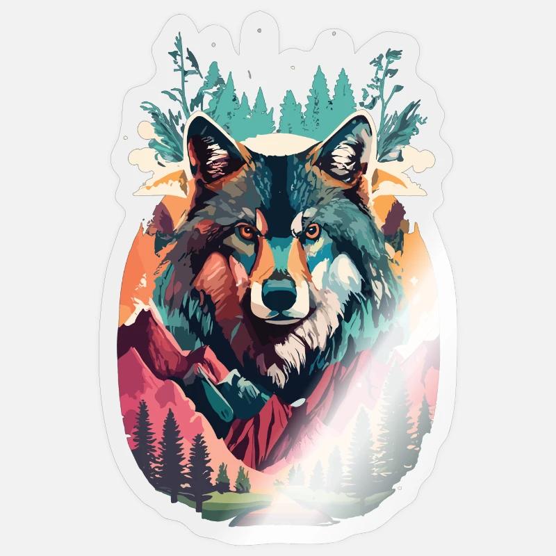 Wolfsgeist in der Wildnis - Sticker Größe S (10 x 10 cm) - Transparent glänzend