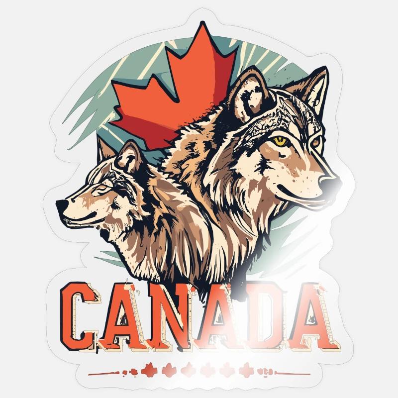 Maple Leaf and Wolf: Symbolic Design Sticker size S (10 x 10 cm)