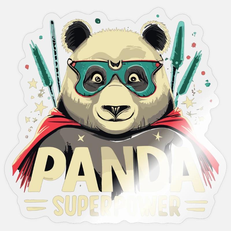 Panda Superheld - Sticker Größe S (10 x 10 cm) - Transparent glänzend