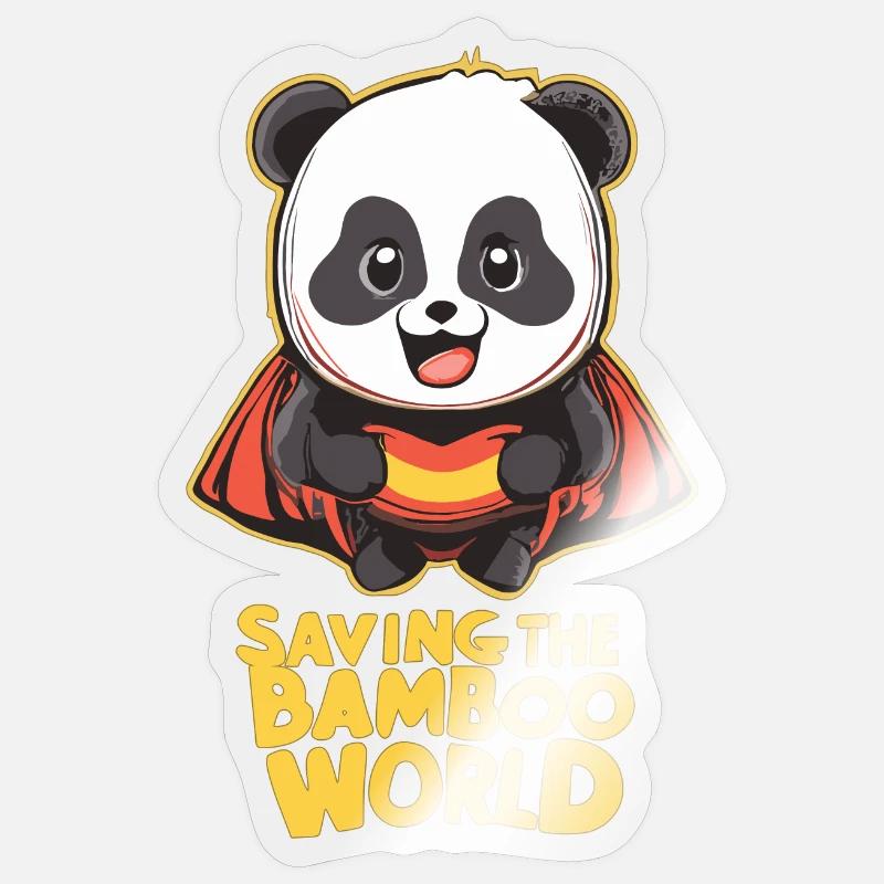 Panda als Superheld - Sticker Größe S (10 x 10 cm) - Transparent glänzend