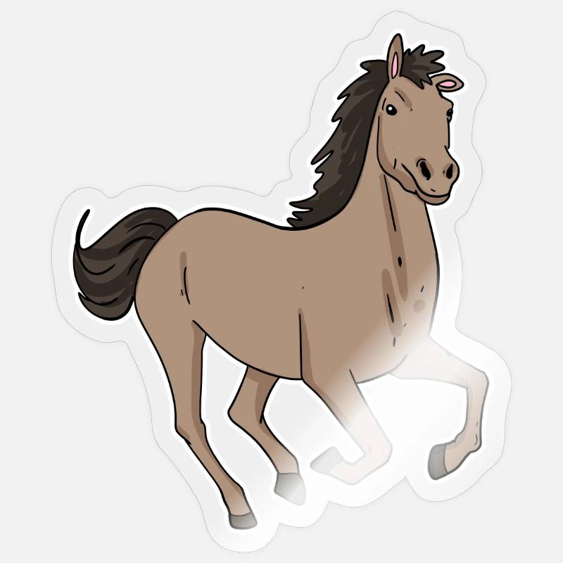 Cheval mignon - Équitation - Sticker taille S (10 x 10 cm) - brillant transparent
