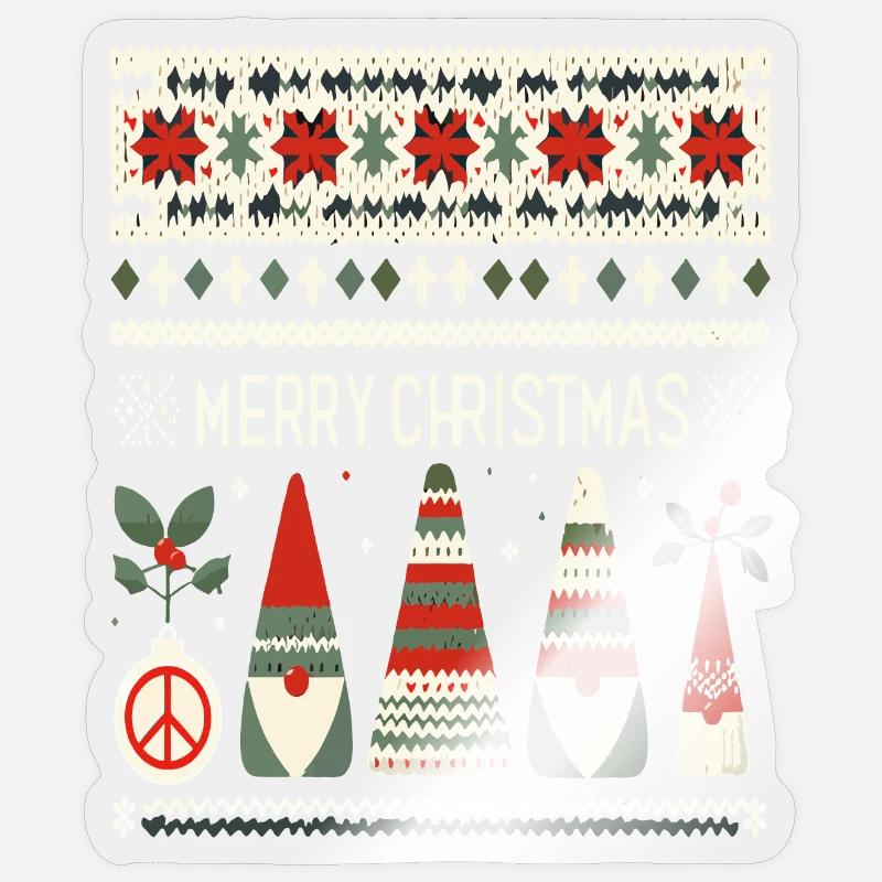 Christmas Gnomes Knitting Pattern - Sticker size S (10 x 10 cm) - transparent glossy