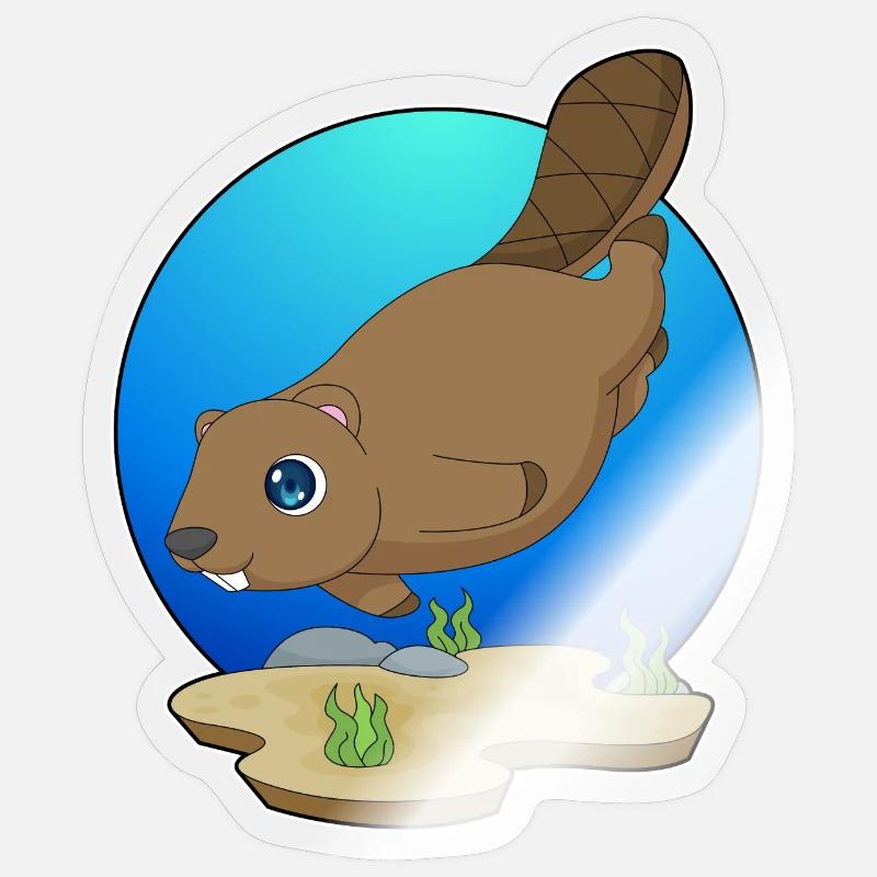 Beaver Diver Plongée - Sticker taille S (10 x 10 cm) - brillant transparent