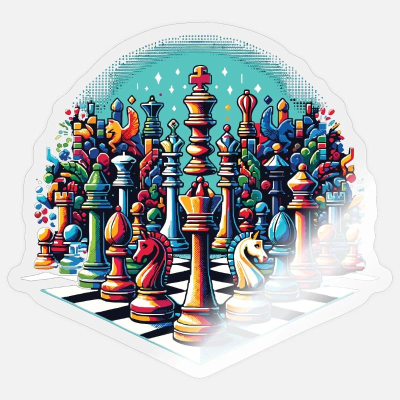 Jeu d’échecs rétro jeu d’échecs cadeau - Sticker taille S (10 x 10 cm) - brillant transparent