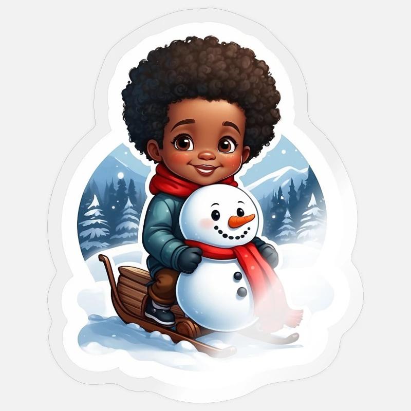 Kid-friendly snowman design - Sticker size S (10 x 10 cm) - transparent glossy