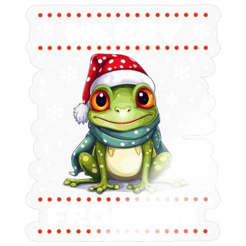 Cute Frog Wishes Merry Christmas - Sticker size S (10 x 10 cm) - transparent glossy - Front