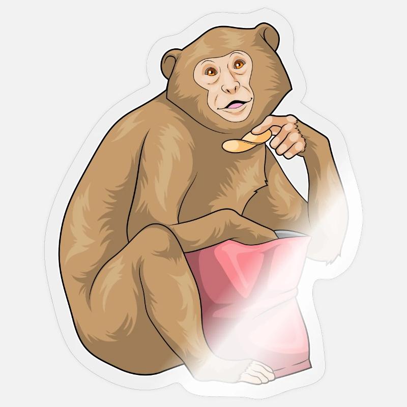 Affe Chips Chipstüte - Sticker Größe S (10 x 10 cm) - Transparent glänzend