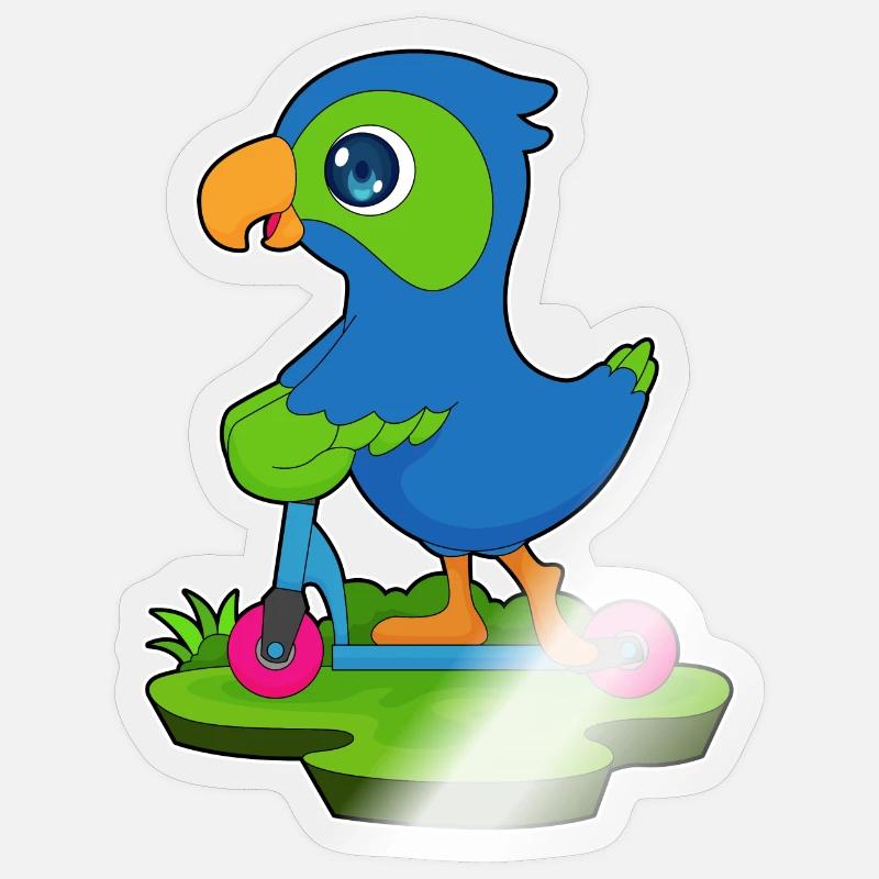 Rouleau de perroquet - Sticker taille S (10 x 10 cm) - brillant transparent