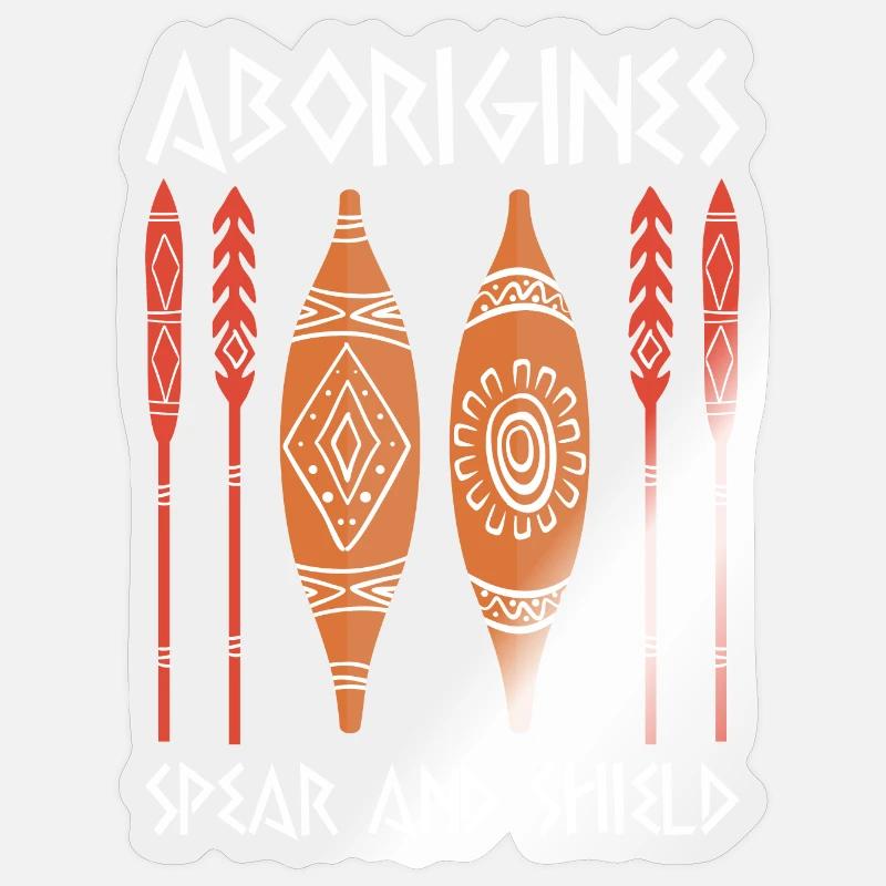 Aboriginal Spear Shield - Sticker size S (10 x 10 cm) - transparent glossy