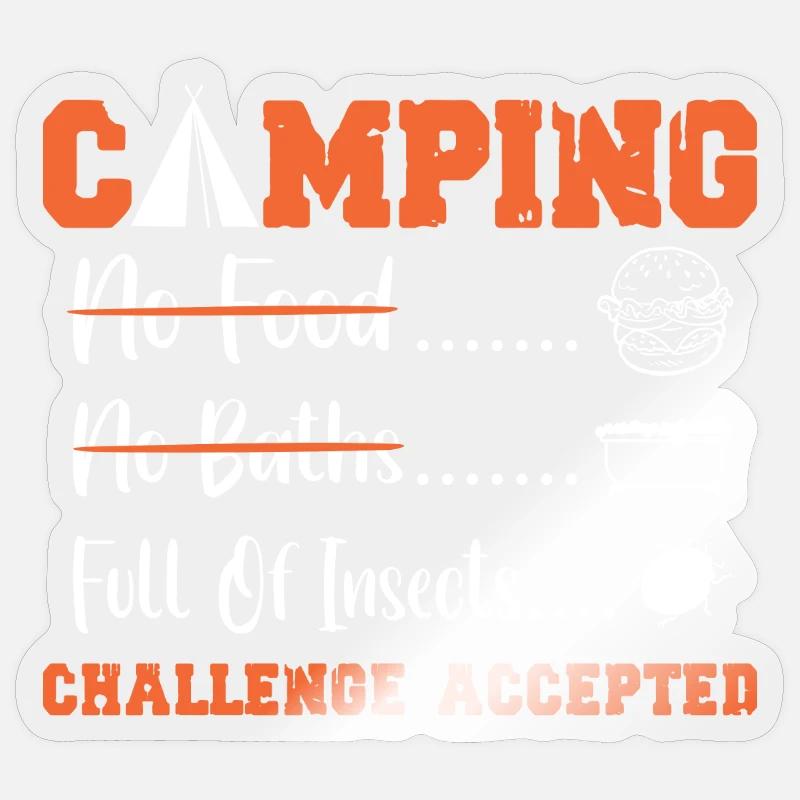 camping Challenge accepted - Sticker Größe S (10 x 10 cm) - Transparent glänzend