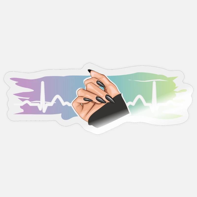 Heartbeat Naildesign Nagelstudio Tech - Sticker Größe S (10 x 10 cm) - Transparent glänzend