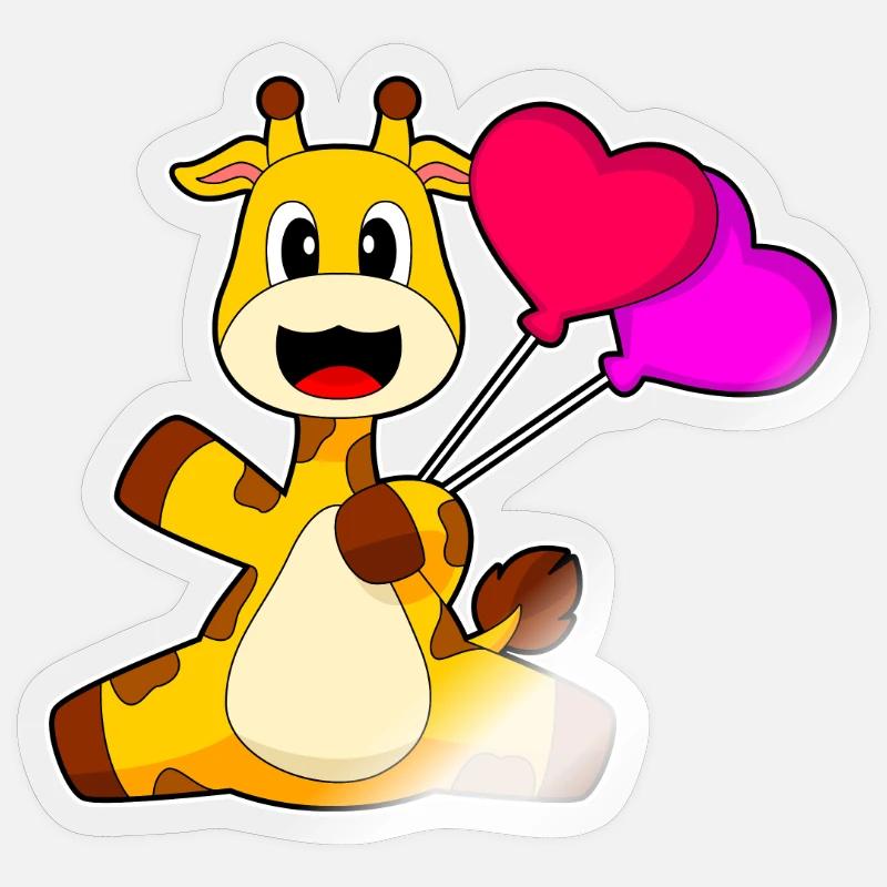 Giraffe Herz Luftballon - Sticker Größe S (10 x 10 cm) - Transparent glänzend