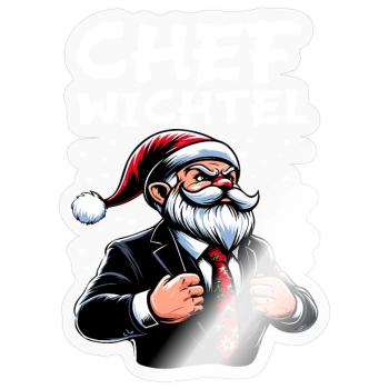 Chef Wichtel stylischer Weihnachts Gnome - Sticker Größe S (10 x 10 cm) - Transparent glänzend - Vorne